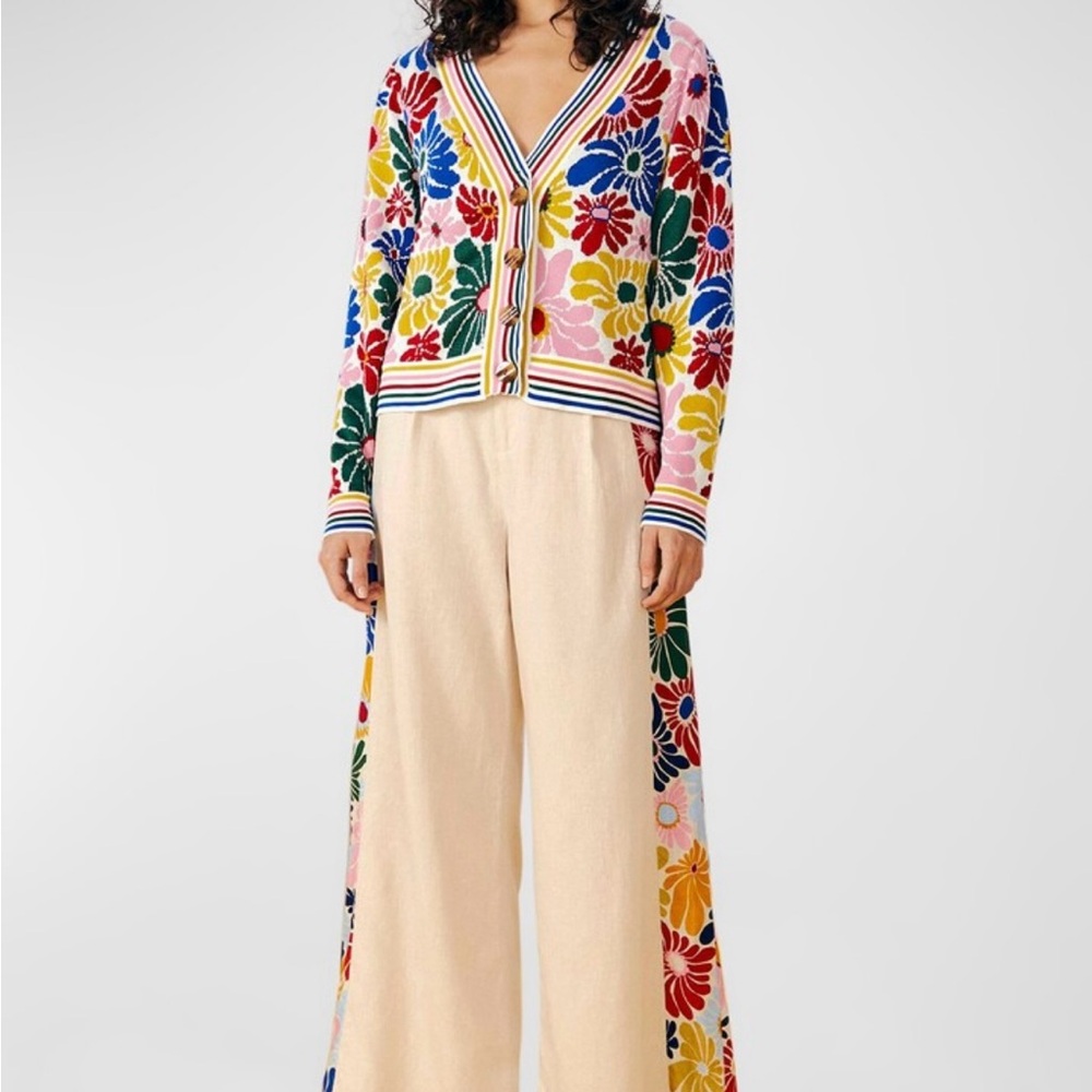 Farm Rio Sunny Daisies Short Floral Cardigan